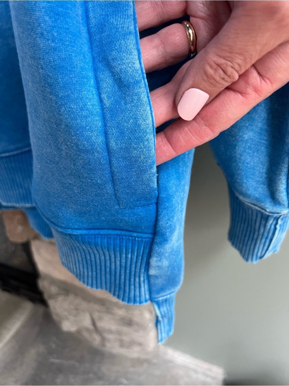 Zenana Ocean Blue Oversized fleece super soft acid wash Sweatshirt - Picture 7 of 11